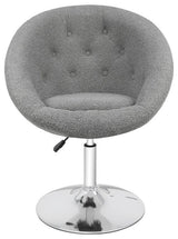 Antoinette Round Tufted Vanity Chair, Gray Boucle
