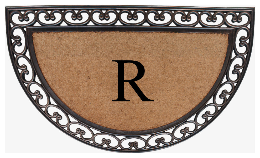 A1HC Natural Coir Monogrammed Door Mat For Front Door, 30"x48", R