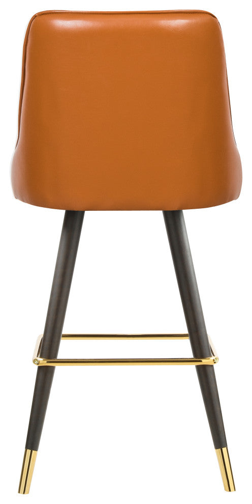 Portnoy Faux Leather Upholstered Bar Stool, Set of 2, Cognac