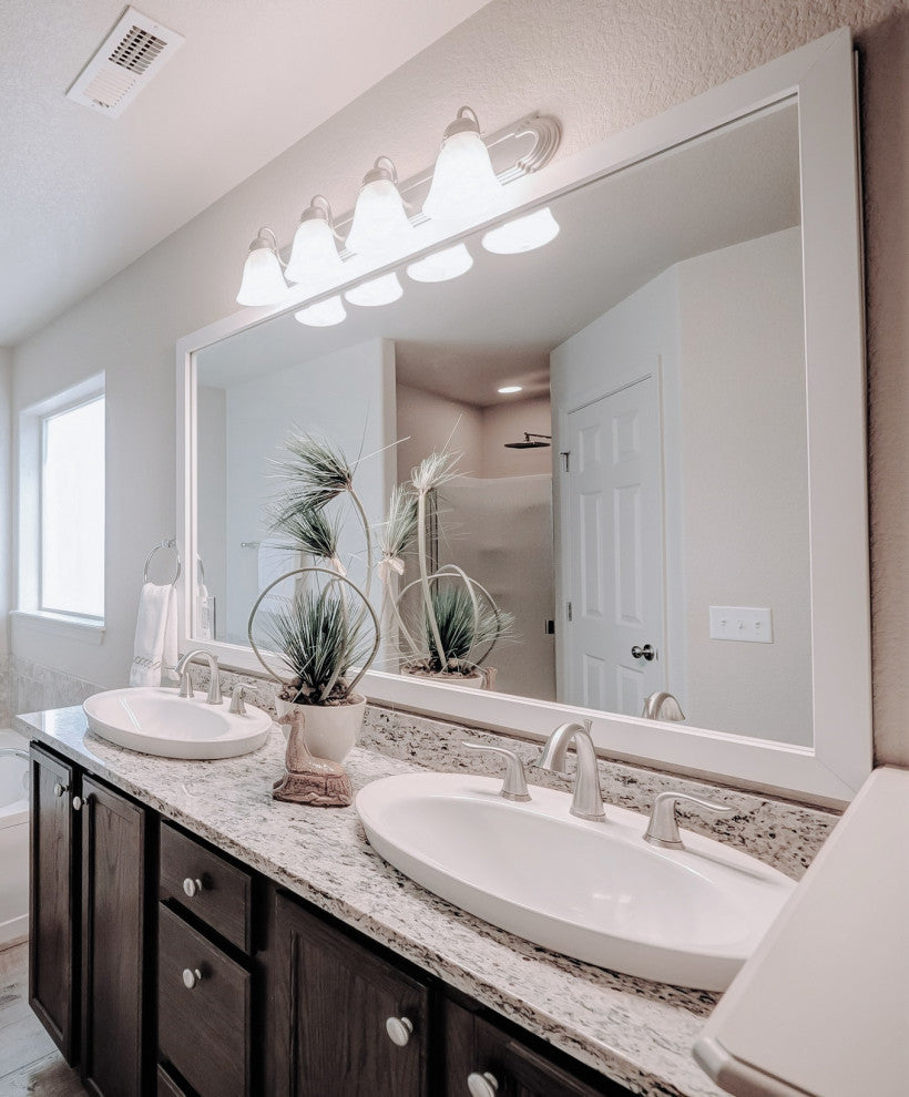 Pendleton Framed Wall Mirror, Rustic White, 34"x44"