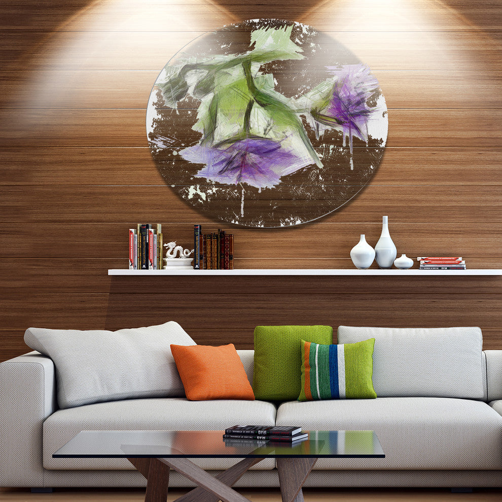 Bunch Of Blue Flowers Watercolor, Floral Round Wall Art, 11"