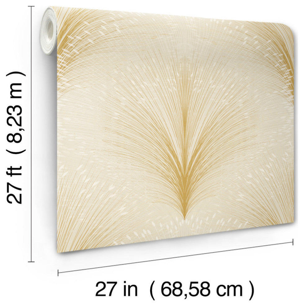 Beige Papyrus Plume Wallpaper