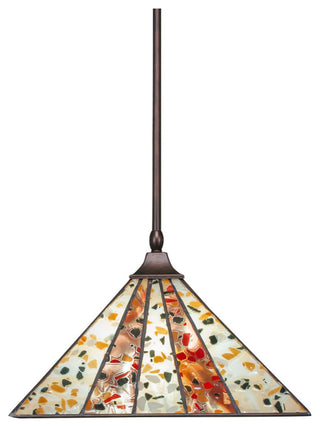1-Light Stem Hung Pendant, Bronze/Fiesta Art