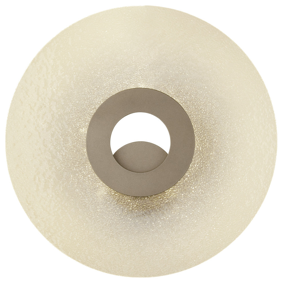 Orbit LED Sconce, Soft Gold Finish, 21" Clear Textured Glass