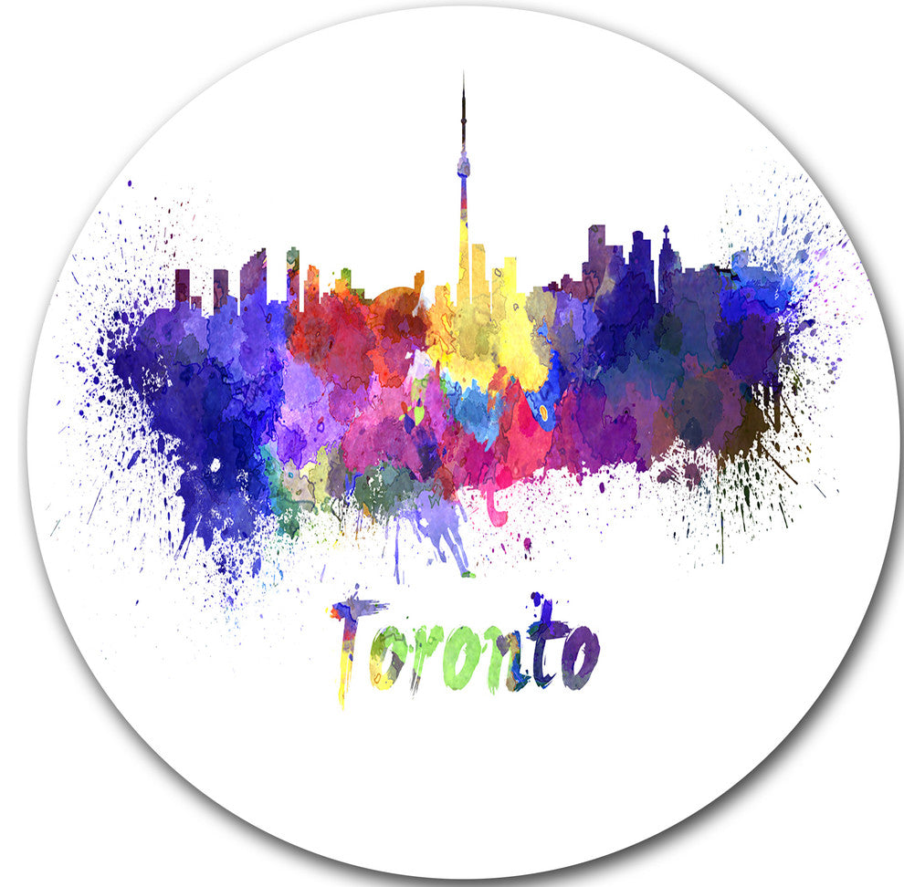 Toronto Skyline, Cityscape Large Disc Metal Wall Art, 36"