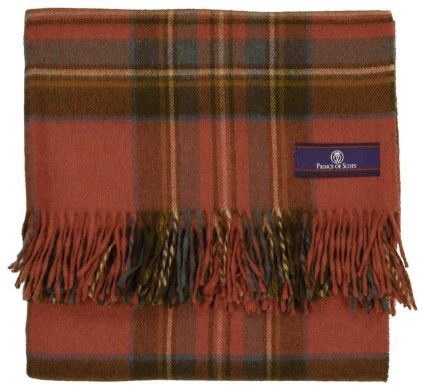 Prince of Scots Highland Tweed Merino Wool Throw, Antique Royal Stewart