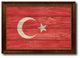 Turkey Country Textured Flag Print With Brown Gold Frame, 15"X21"