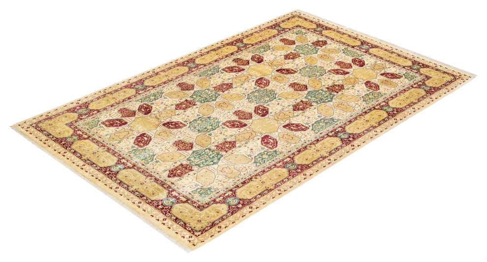 Avery, One-of-a-Kind Hand-Knotted Area Rug Ivory, 6'1"x9'4"