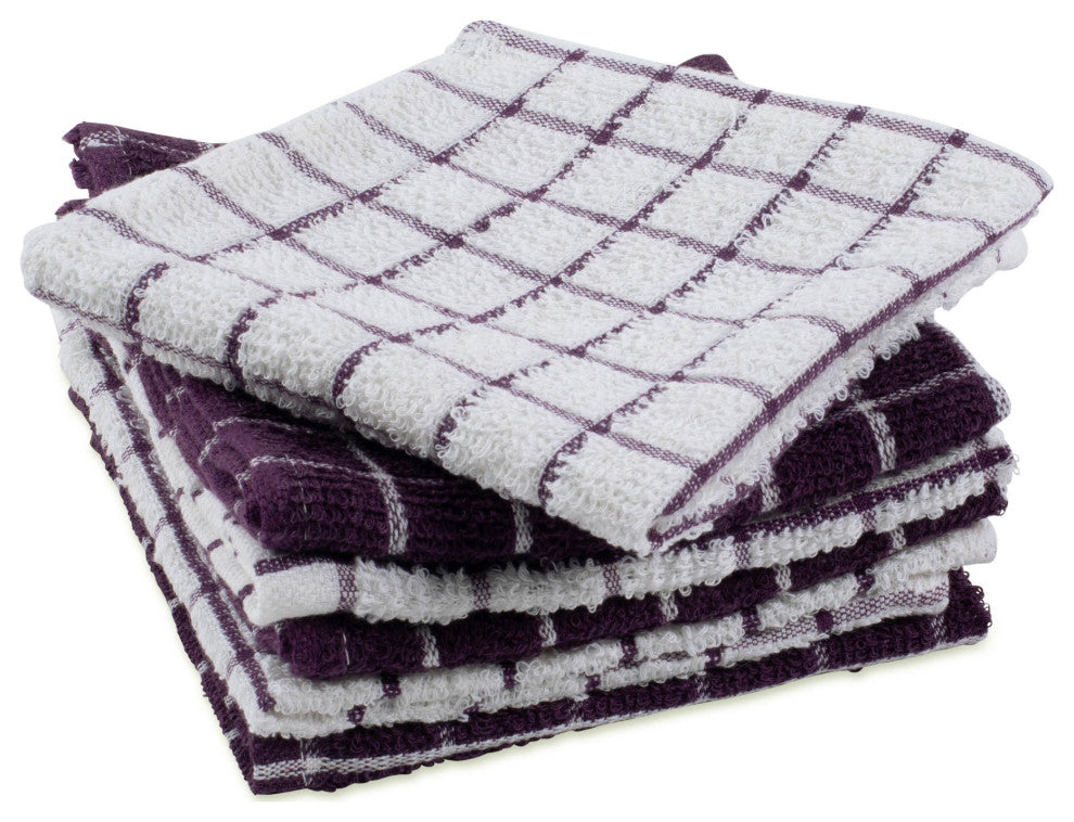 Eggplant Combo Windowpane Dishcloth, Set of 6