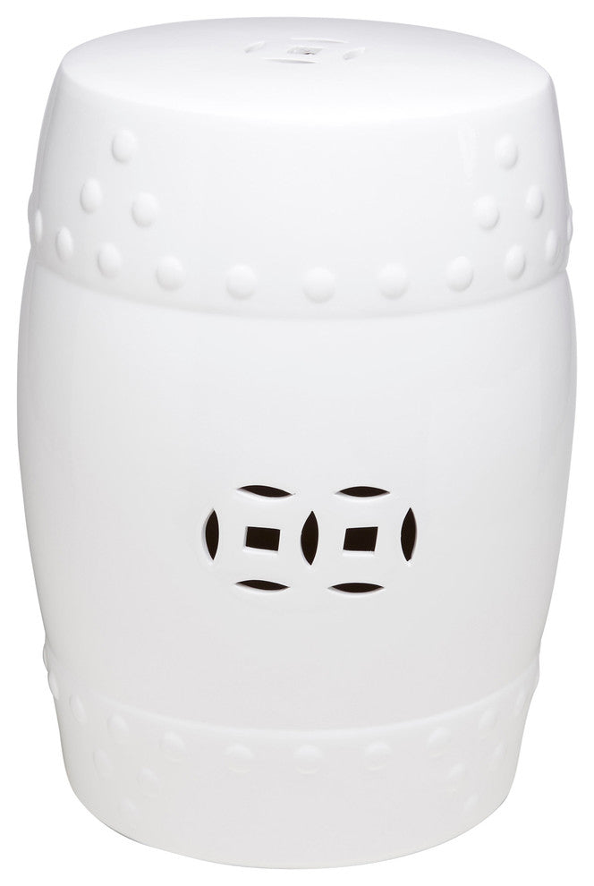 White Finish Ceramic Garden Stool