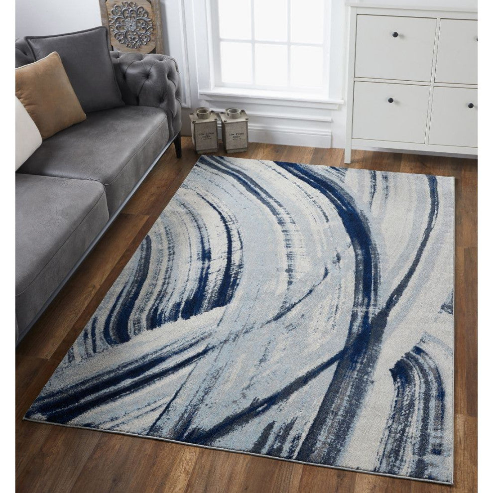 KAS Illusions 6219 Ivory/Blue Elements Area Rug, 9'10"x13'2"
