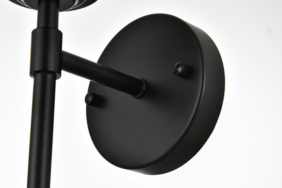 1 Light Black And Clear Bath Sconce