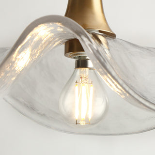 LNC Vitzthum 11" Wave Shaped Glass Pendant Light, Brass, Modern Style