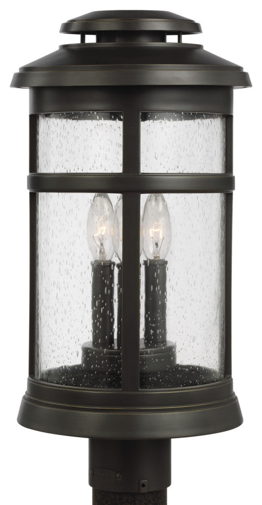 Newport 3-Light Outdoor Post Lantern, Antique Bronze
