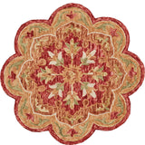 Burnt Red Medallion Garden Area Rug, 6' Round