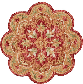 Burnt Red Medallion Garden Area Rug, 6' Round