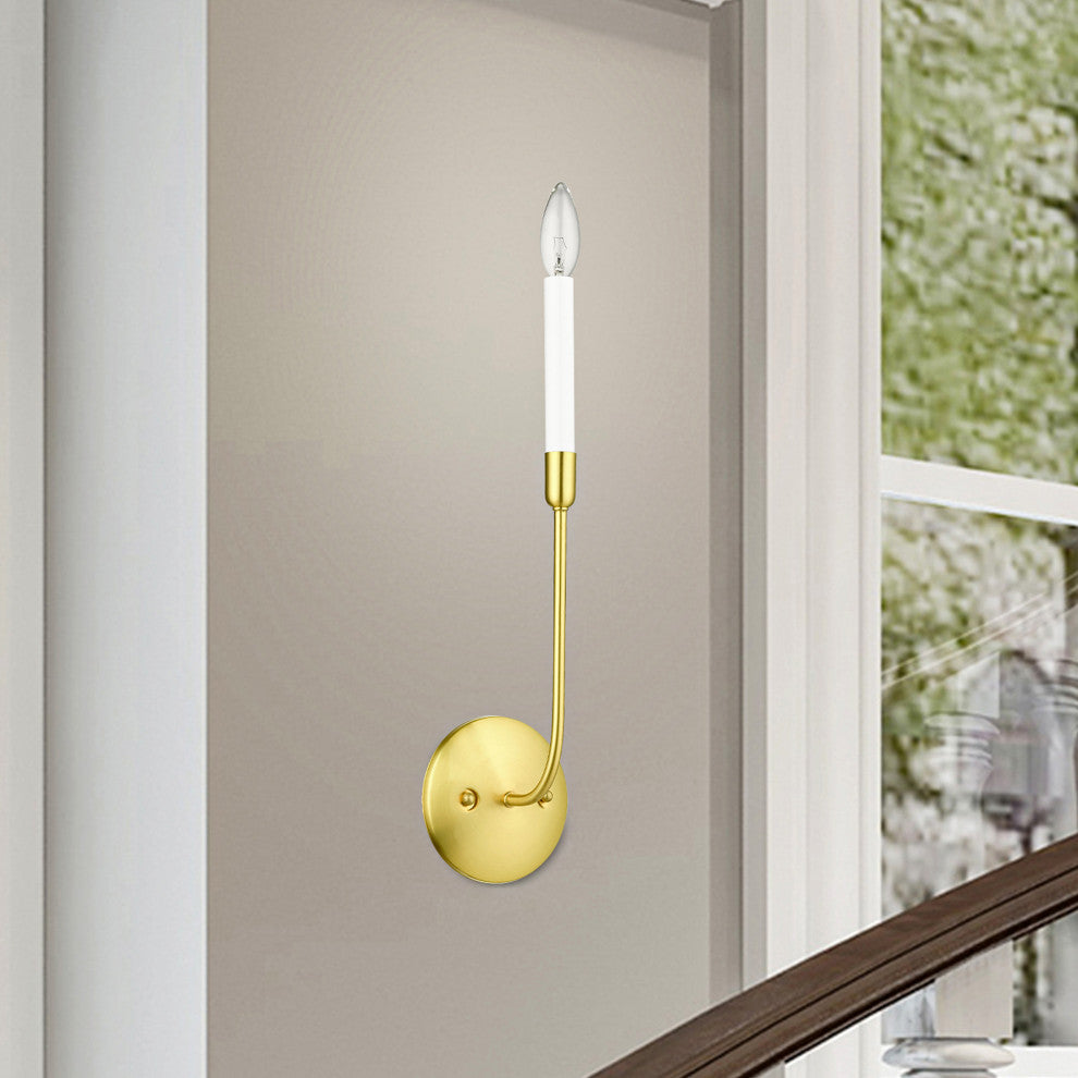 LIVEX LIGHTING 46061-12 1 Light Satin Brass Wall Sconce