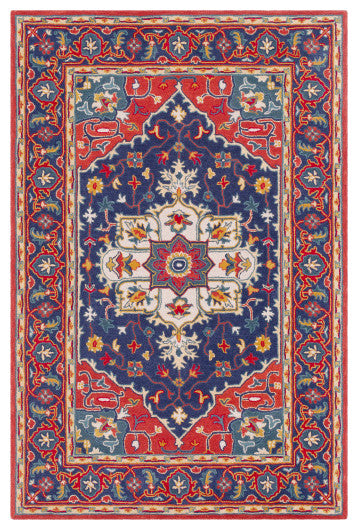 Surya Rajhari RJH-1007 8'x10' Rug, Navy/Red/Teal/Mustard/Burnt Orange/Beige