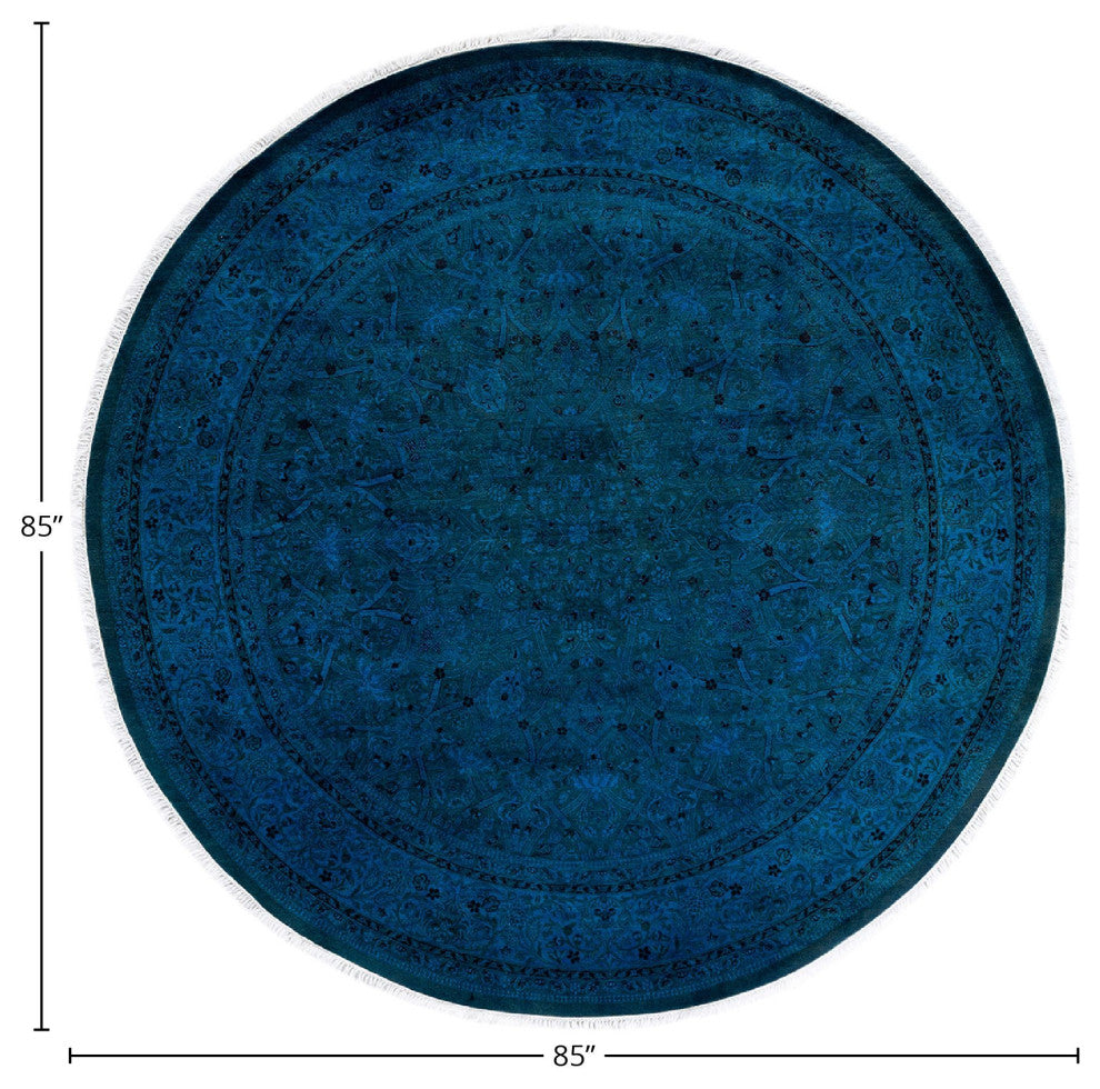 Fine Vibrance, One-of-a-Kind Hand-Knotted Area Rug Purple, 7'1"x7'1"