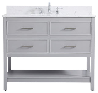 Skylar 42" Single Bathroom Vanity, Gray, With Backsplash