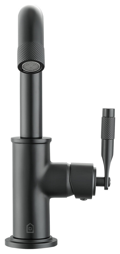 Industria Single Hole Single Lever Bathroom Faucet, Matte Black