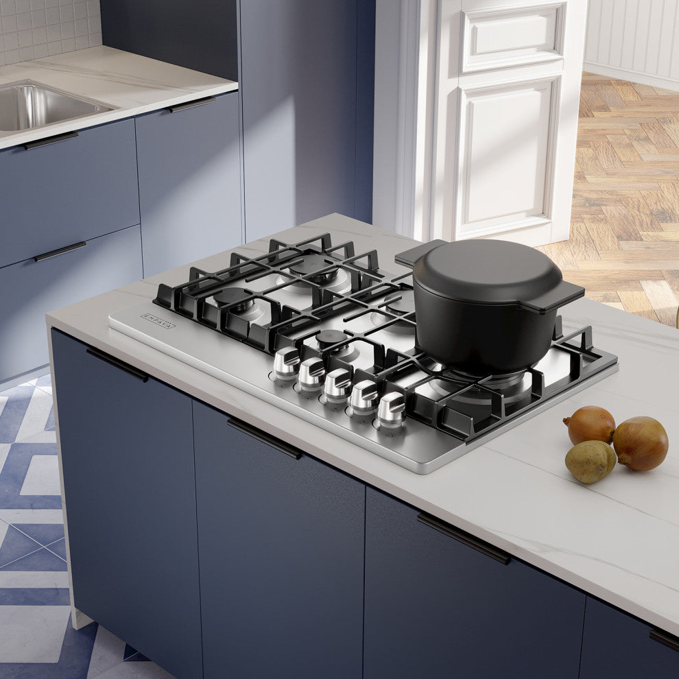 30-in Built-in Gas Cooktop with 5 Sealed Burners - LPG Convertible in Stainless
