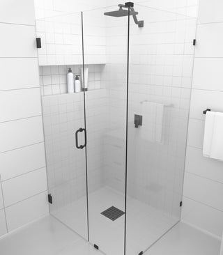 78"x45"x34" Frameless 90 Degree Shower Enclosure Wall Hinge, Matte Black