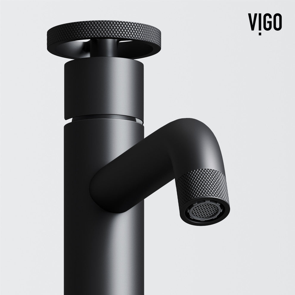 VIGO Cass 12" H Single Handle Single Hole Bathroom Vessel Faucet, Matte Black