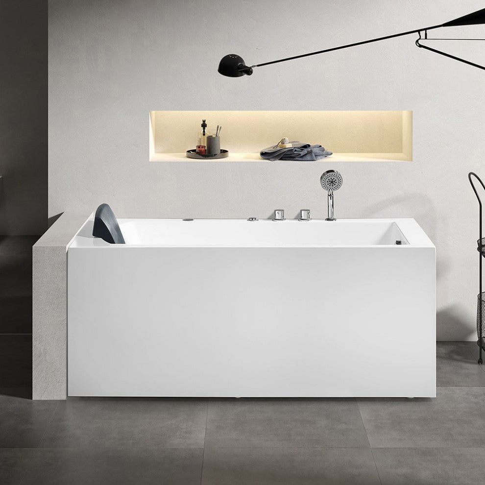 ARIEL Platinum 59" Right Drain Rectangular Alcove Whirlpool Bathtub