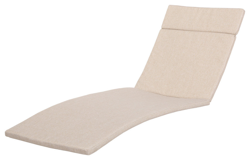 GDF Studio Lakeport Outdoor Wicker Chaise Lounge Chair With Cushion, Textured Be