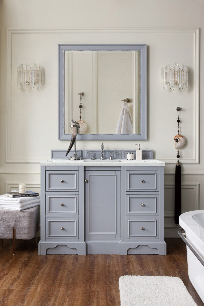 James Martin 825-V48-SL-3ENC 48" Single Vanity Silver Gray w/ 3 CM Quartz Top