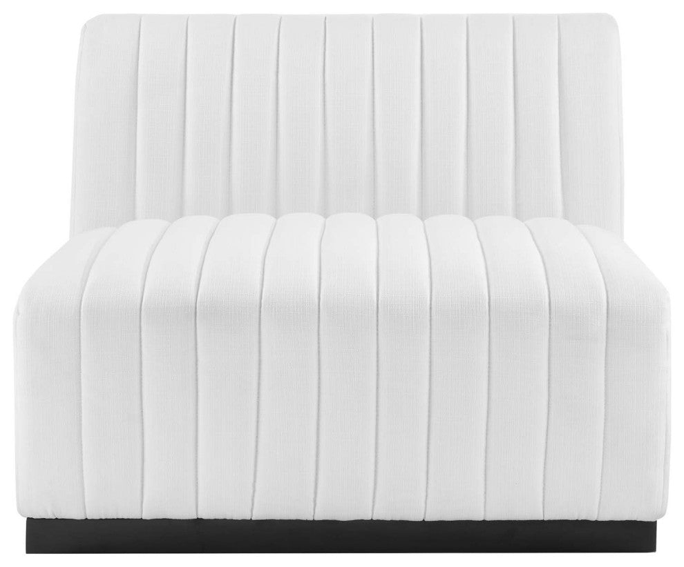 Conjure Channel Tufted Upholstered Fabric Armless Chair, Black White