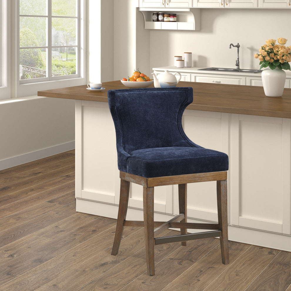 Madison Park Carson Counter Stool With Swivel Seat, Navy Blue