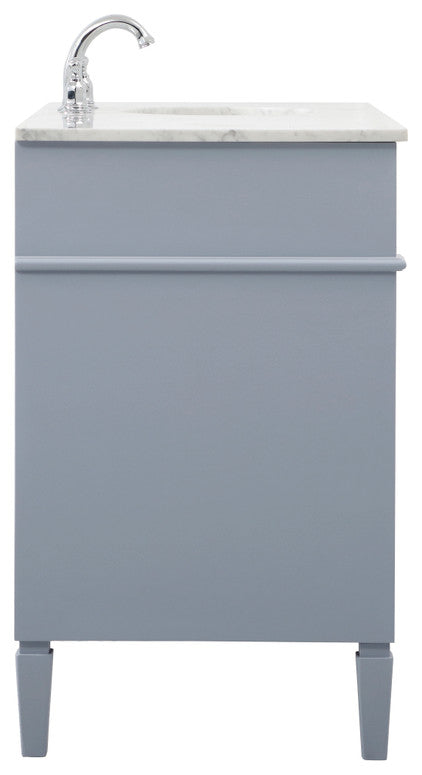 Home Living Vanity with Carrara White Marble Countertop, Gray, 60", Single Sink