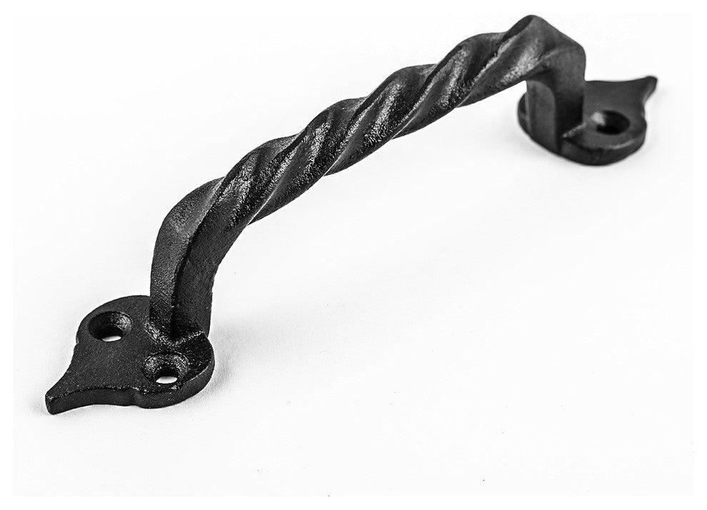 Twisted Black Wrought Iron Cabinet Door Drawer Pull 5 7/8" Total Length