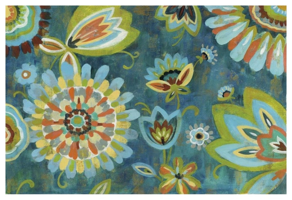 "Decorative Peacock Floral" Digital Paper Print by Silvia Vassileva, 38"x26"