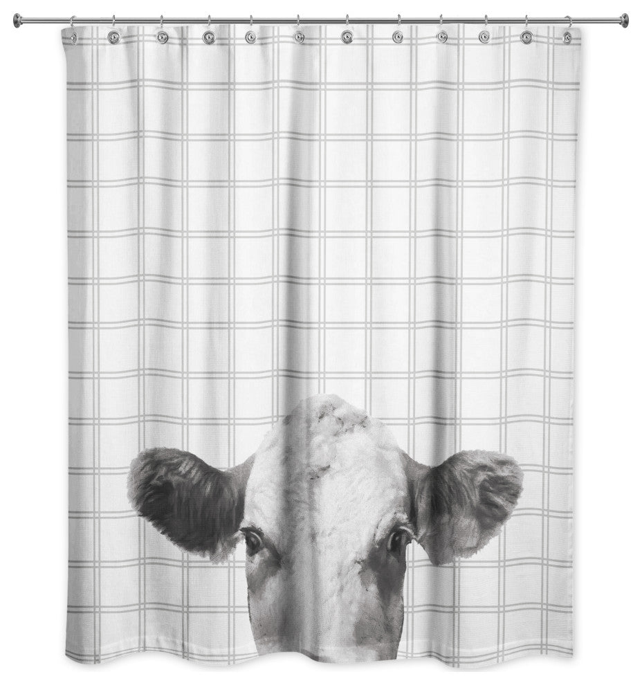 Peeping Cow Face 71x74 Shower Curtain