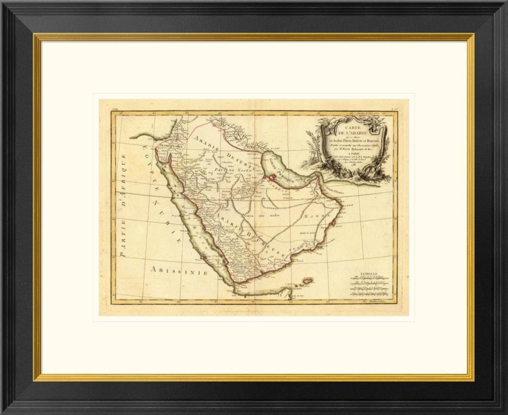 "Arabie, 1785" Framed Digital Print by Rigobert Bonne, 26x21"