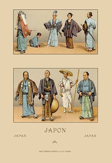Traditional Dress of Diverse Japanese Castes- Gallery Wrapped Canvas Art