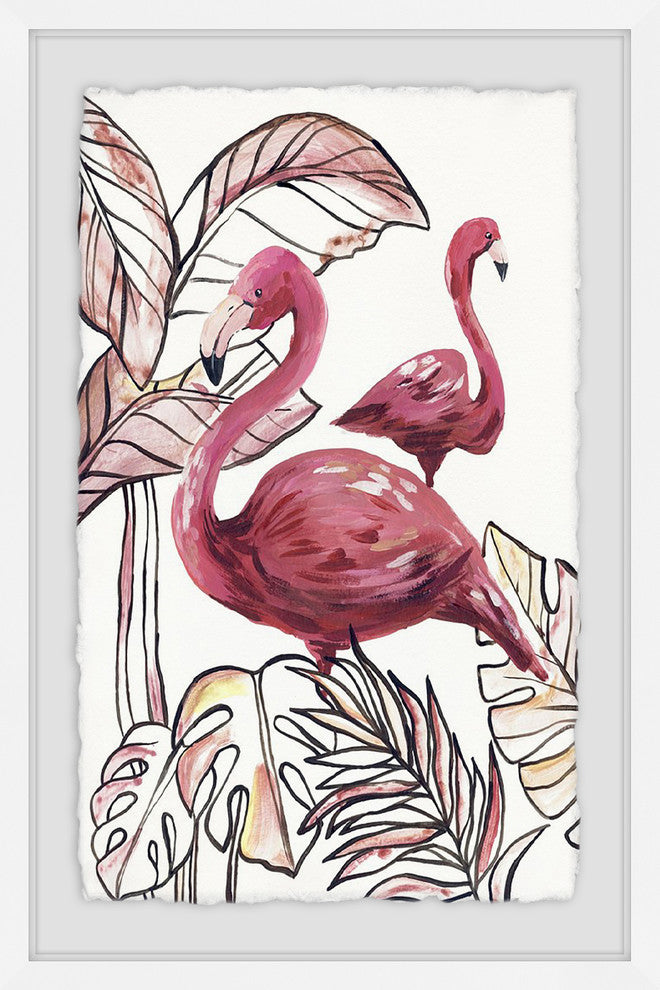 "Tropical Flamingos II" Framed Painting Print, 20"x30"