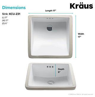 Elavo Ceramic Square Undermount Bathroom Sink, White