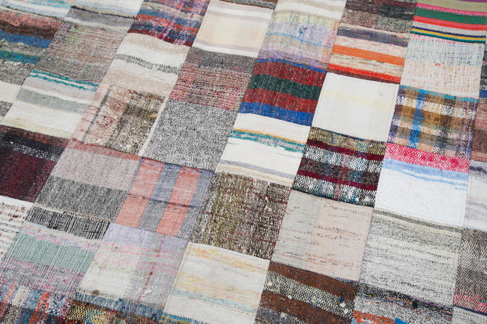 Rug N Carpet - Handmade Oriental 7' 11'' x 9' 9'' Rustic Patchwork Kilim Rug