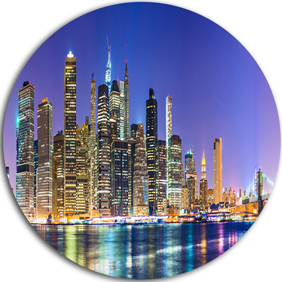 New York Cityscape Panorama, Photo Round Wall Art, 11"
