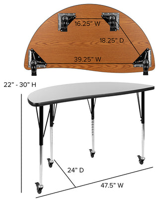 76" Oval Wave Flexible Laminate Activity Table Set 18" Student Stack Chairs Gray