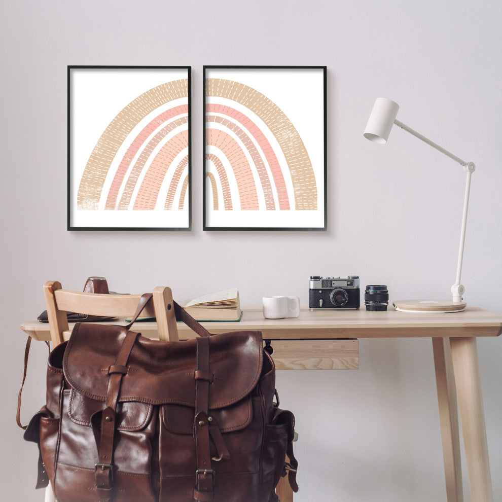 Abstract Pink Neutral Kid's Rainbow Arches Striped Patterns,16 x 20