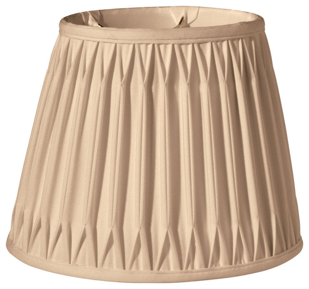 16" Vintage Gold Oval Smocked Pleat Paperback Shantung Lampshade