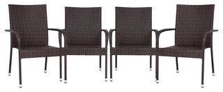 Maxim Set of 4 Stackable Indoor/Outdoor Wicker Dining Chairs with Steel Frames,