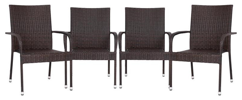 Maxim Set of 4 Stackable Indoor/Outdoor Wicker Dining Chairs with Steel Frames,
