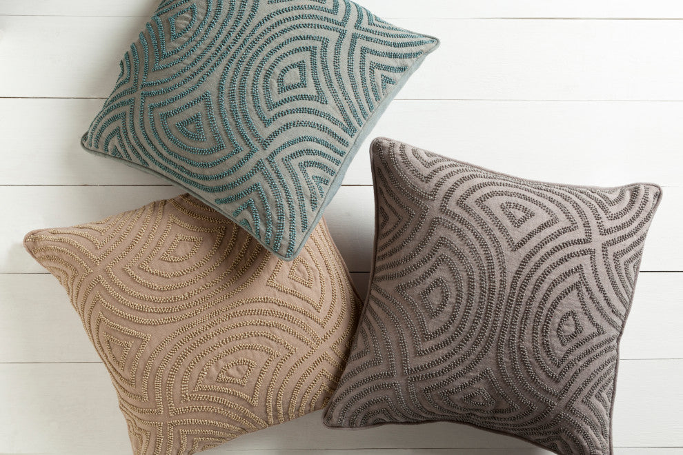 Surya Skinny Dip SKD-004 18"x18" Pillow Kit, Ivory/Taupe