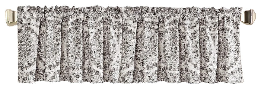 Serenta Tribal Medallion Printed 2 Piece Valance Set, Gray, 2 Panels, 60"x18"